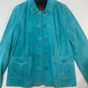 Eddie Bauer Turquoise Suede Leather Jacket